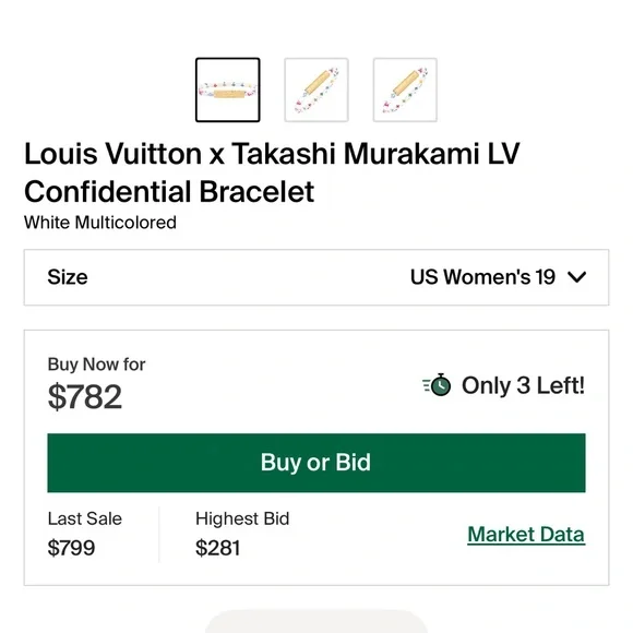 Louis Vuitton White Bracelet with Gold Clasp new Authentic 100% ** PRICE FIRM** - Picture 3 of 10